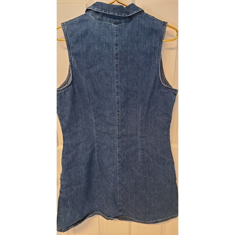 Vtg 90s Y2K Faded Glory Denim Jean 1/2 Zipper Jumper Dress Size Large Minimalist - Picture 9 of 9